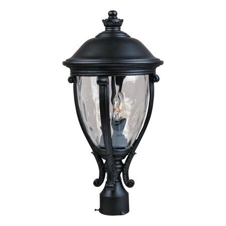 Maxim Three Light Black Water Glass Glass Post Light 41421WGBK